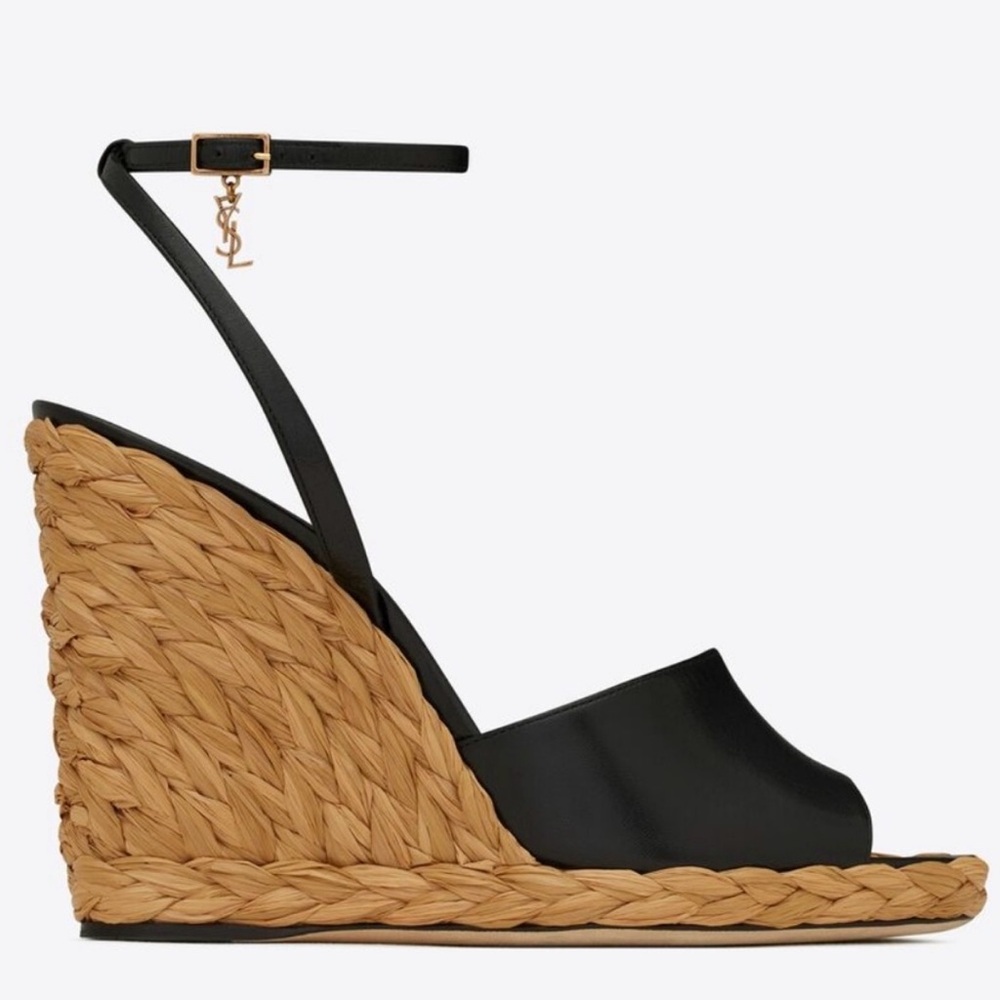 Yves Saint Laurent Paloma Wedge Sandals with Ankle Strap
